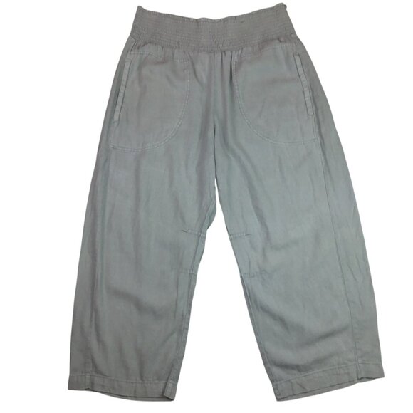 Anthropologie Pilcro Linen-Blend Wide-Leg Pants Cropped Large Gray Womens Large - Picture 1 of 10